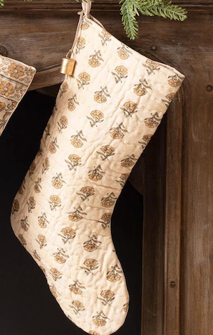 Block Print Stocking with Bell