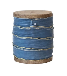 5 Yard Velvet Ribbon w/ Metallic Edges on Wood Spool, 3 Colors