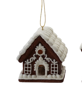 Resin Gingerbread House Ornament with LED Light, 2 Styles