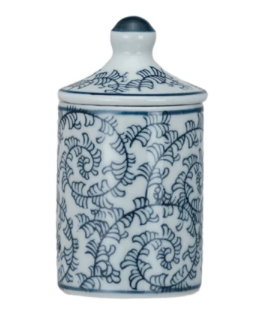 Blue Pattern Stoneware Spice Jar