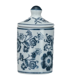 Blue Pattern Stoneware Spice Jar