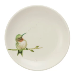 Stoneware Dish w/ Bird on Branch, 4 Styles