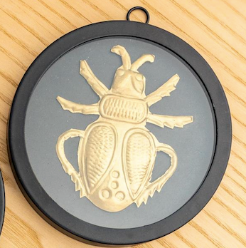Black Round Framed Brass Bug