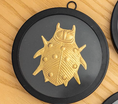Black Round Framed Brass Bug
