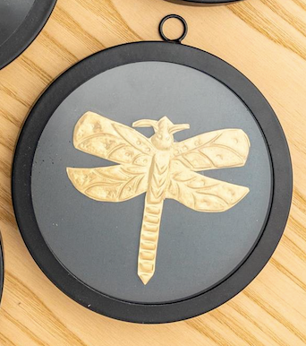 Black Round Framed Brass Bug