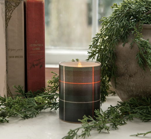 Green/Black Tartan 3D Flame Candle