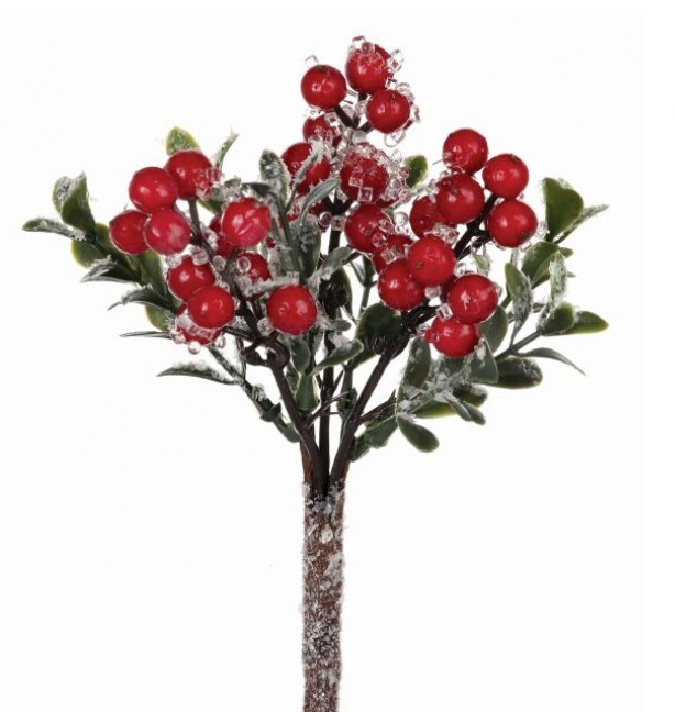 8" Iced Berry Boxwood Pick