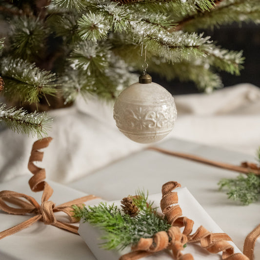 Sculpted White Ornament