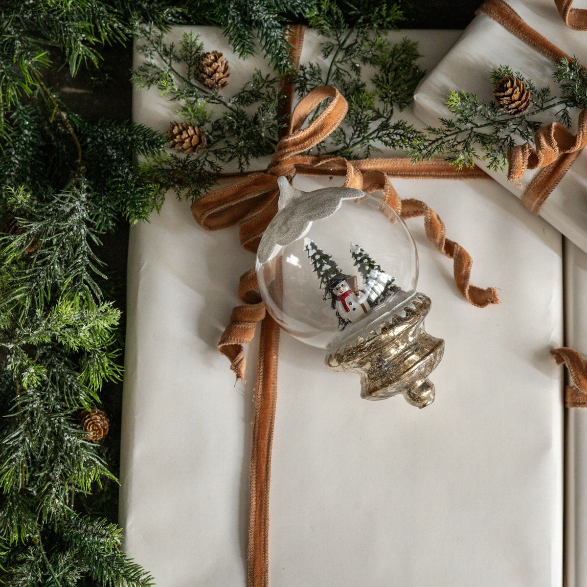 Snow Top Globe Snowman Ornament