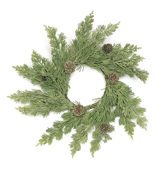 3" Washed Cedar Wreath with Cone & Berry