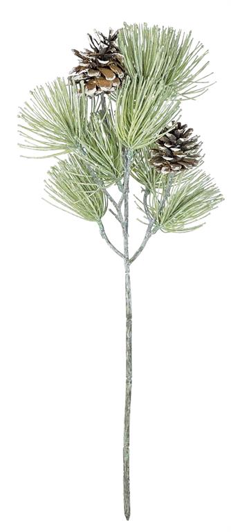 18" Frosted Pine Spray with Cones