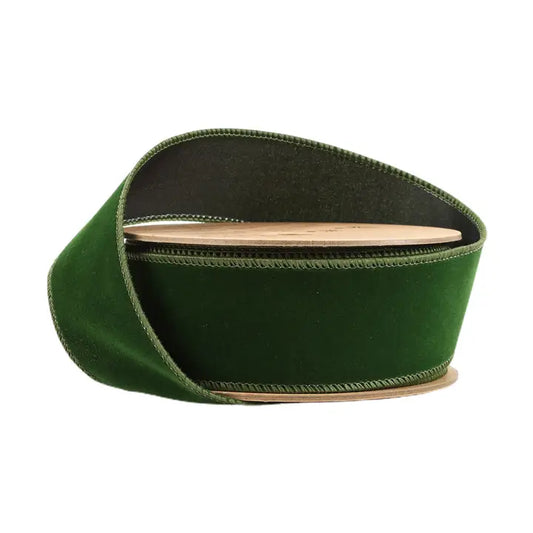 1.5" Spruce Velvet Wired Edge Ribbon