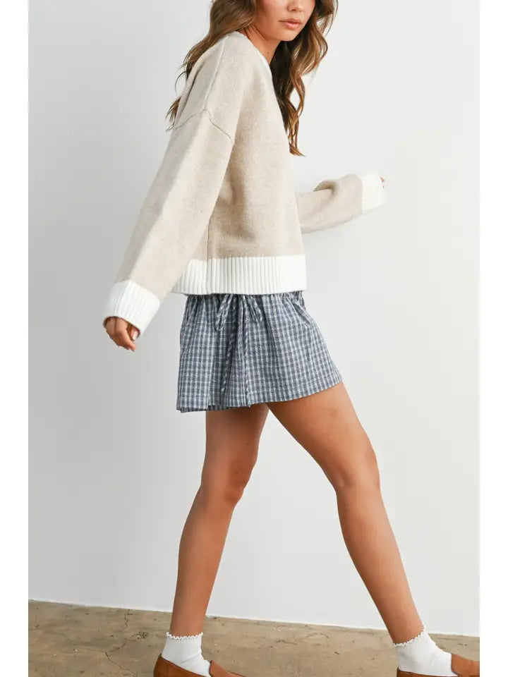 Cozy Contrast Trim Sweater