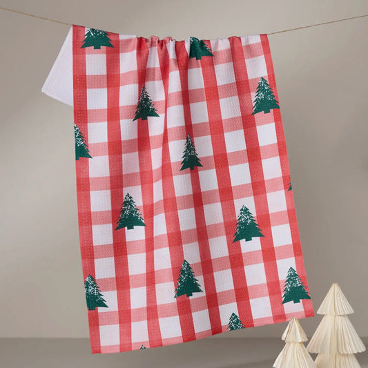 Christmas Pines Geometry Tea Towel