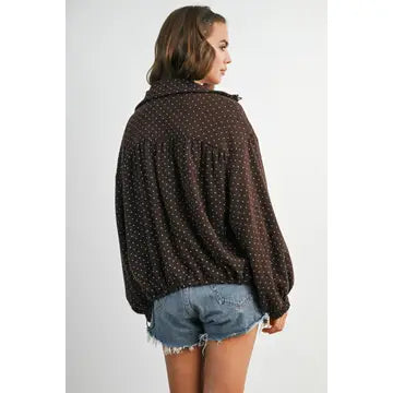 Polka Dot Zip-Up Anorak Jacket