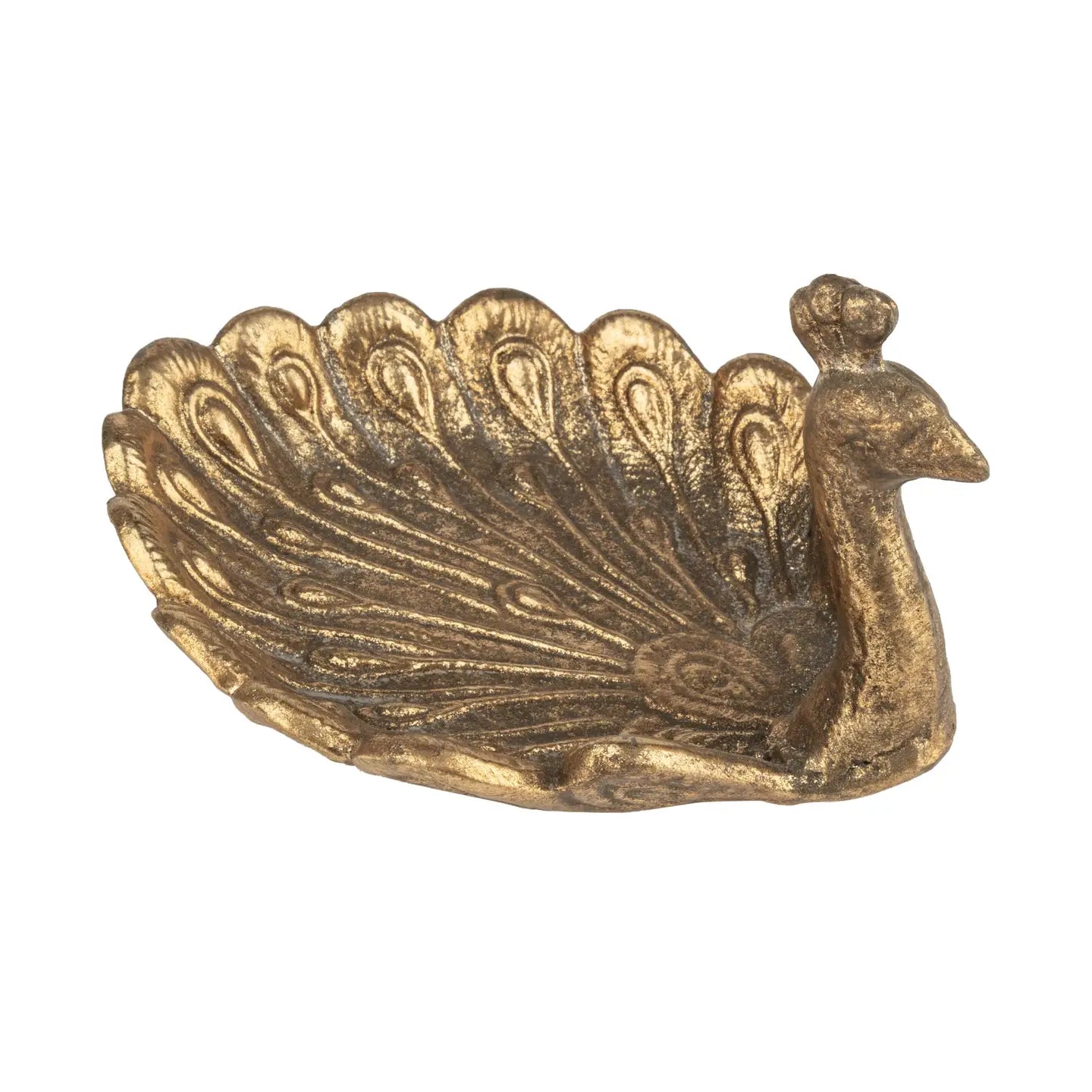 Cast Metal Gold Peacock Tray