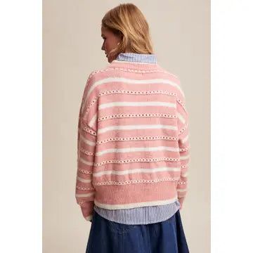 Striped Open Stitch Pullover Sweater