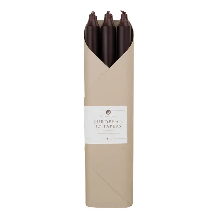 6 12" Espresso Taper Candles