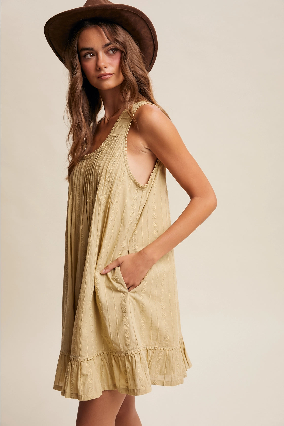 Textured Pintuck Mini Dress