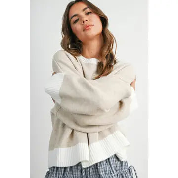 Cozy Contrast Trim Sweater