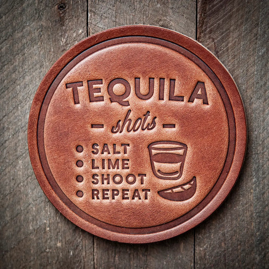 Tequila Shots Leather Coaster