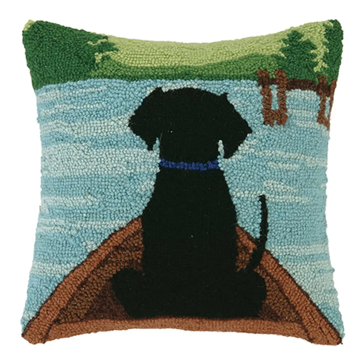 Black Lab in Canoe Hook Pillow