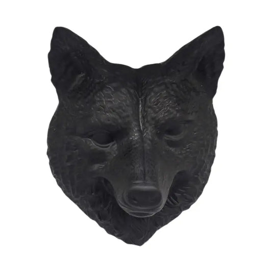 Matte Black Porcelain Wolf Head