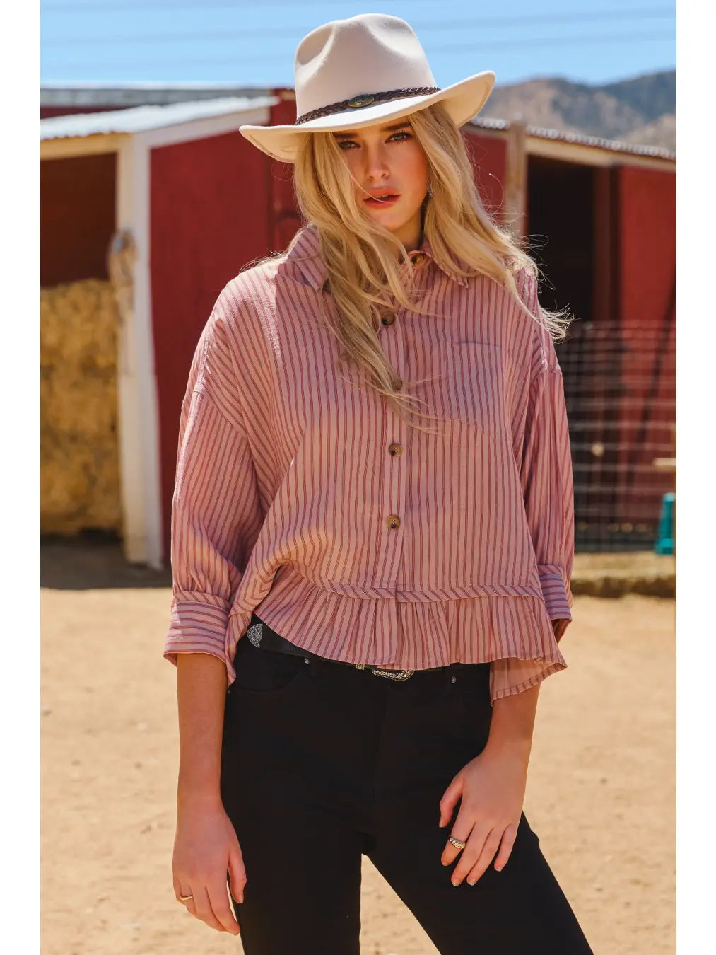 Red Striped Button Up Shirt