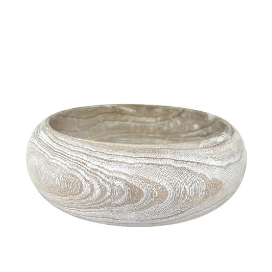 Antique White Wooden Bowl