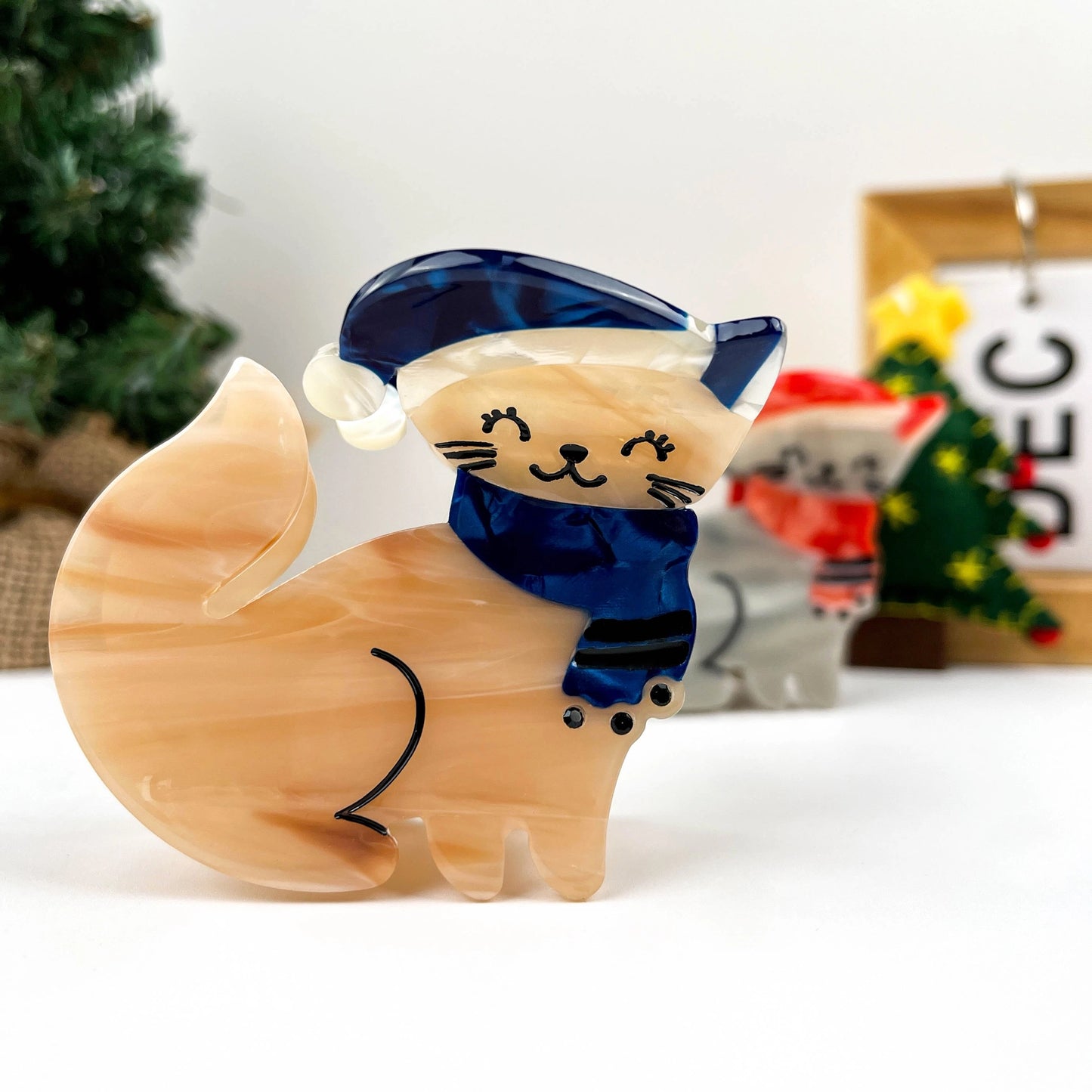 Cat with Hat & Scarf Hair Claw