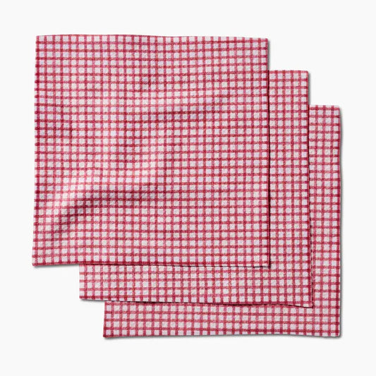 Fireside Plaid Red Geometry Dishcloth Set
