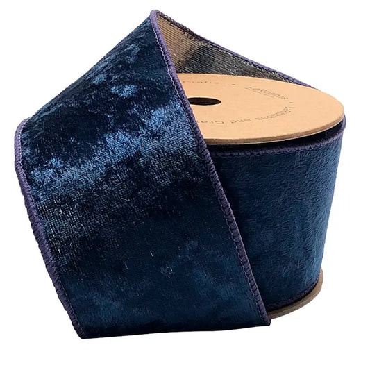 2.5" Blue Velvet Wired Edge Ribbon