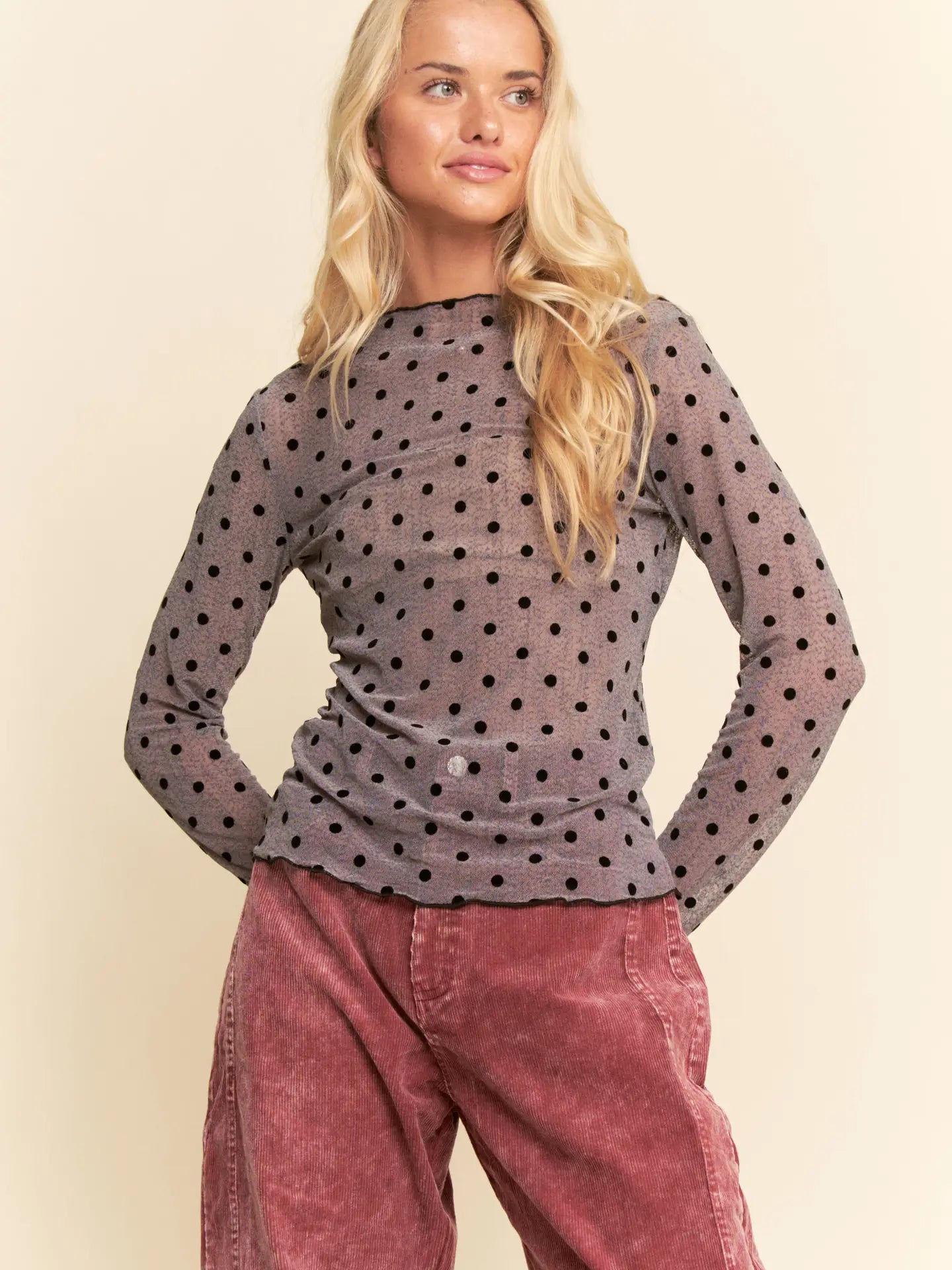 Sheer Long Sleeve Mesh Top