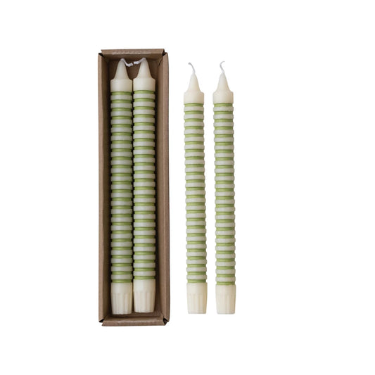 10" Unscented Striped Taper Candle Box of 2