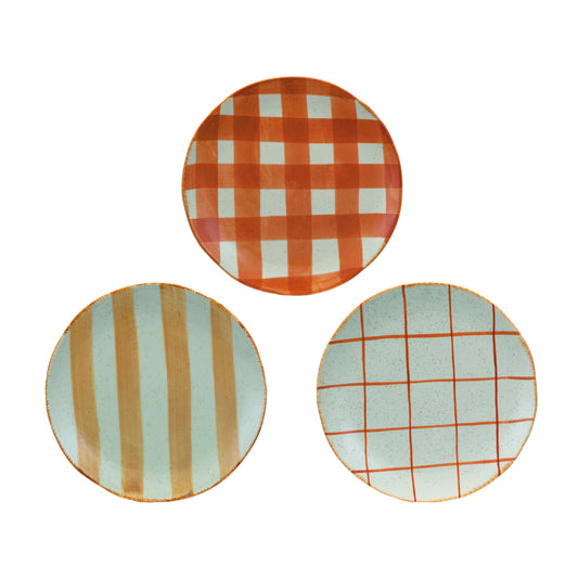 Hand-Painted Stoneware Plate w/ Pattern