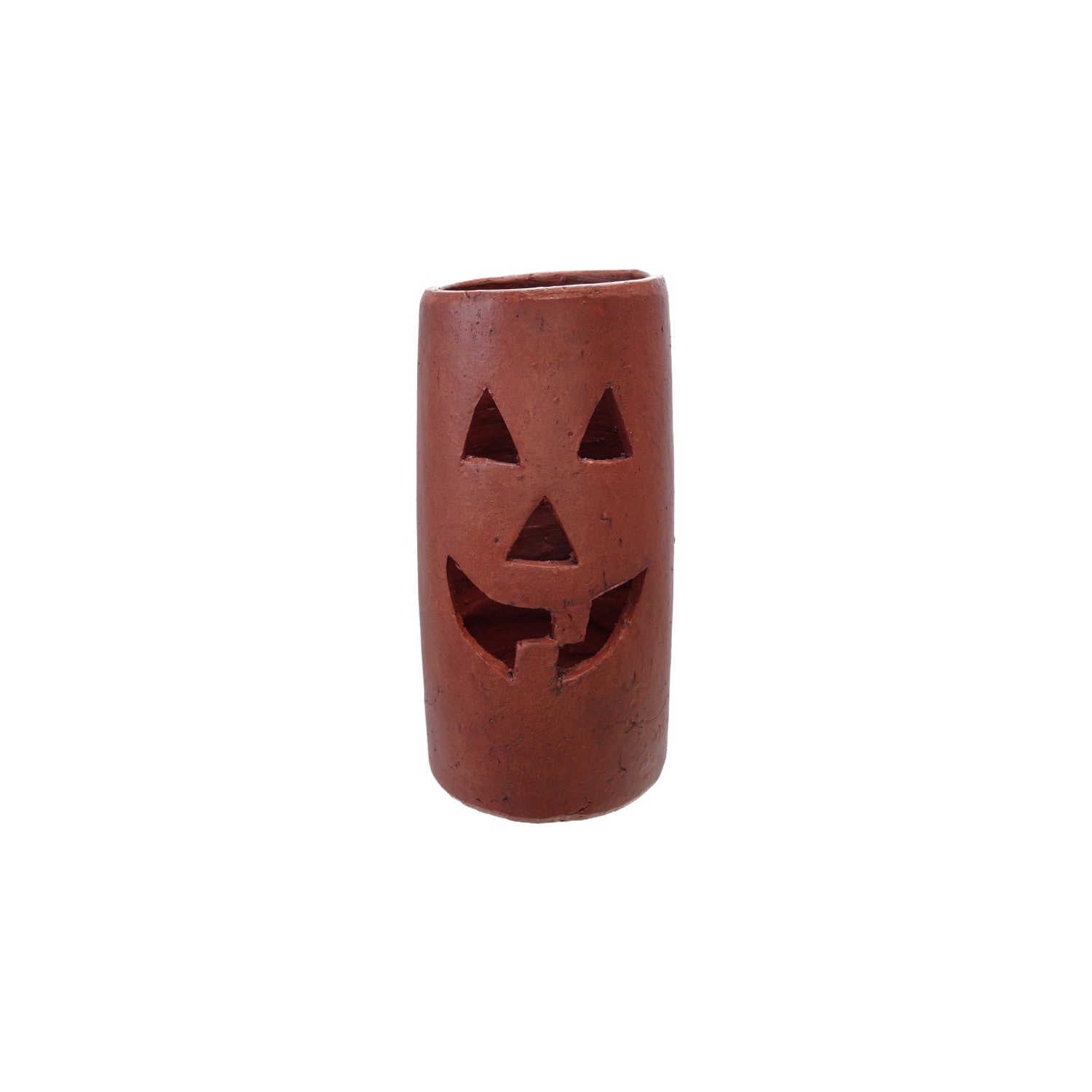 Terra-cotta Hurricane with Cut-Out Jack-O-Lantern Face