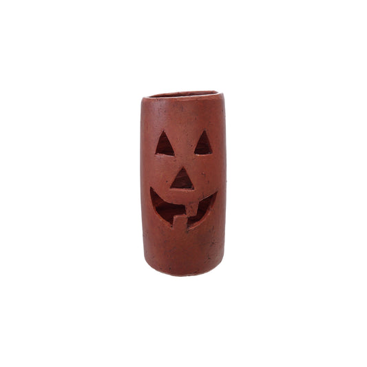 Terra-cotta Hurricane with Cut-Out Jack-O-Lantern Face