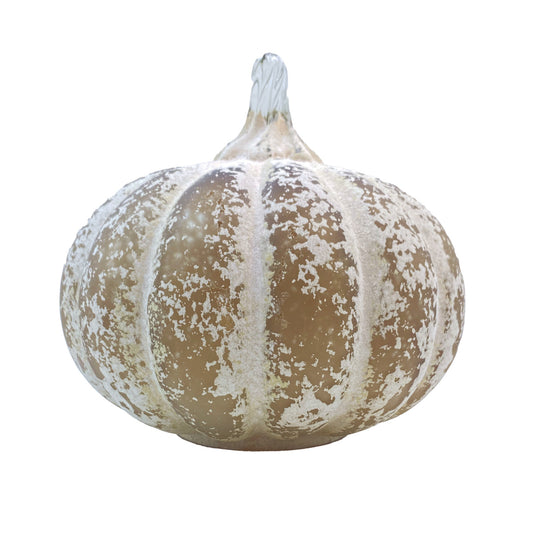 Hand-Blown Glass Pumpkin, Frosted Finish, Orange Color
