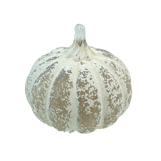 Hand-Blown Glass Pumpkin, Frosted Finish, Brown