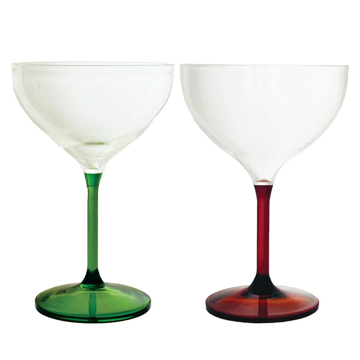 8 oz. Hand-Blown Coupe Glass with Colored Stem