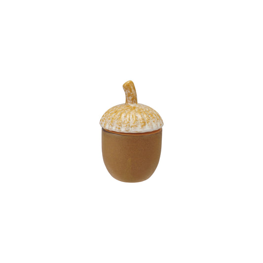 Stoneware Acorn Shaped Jar with Lid, Matte Reactive Glaze