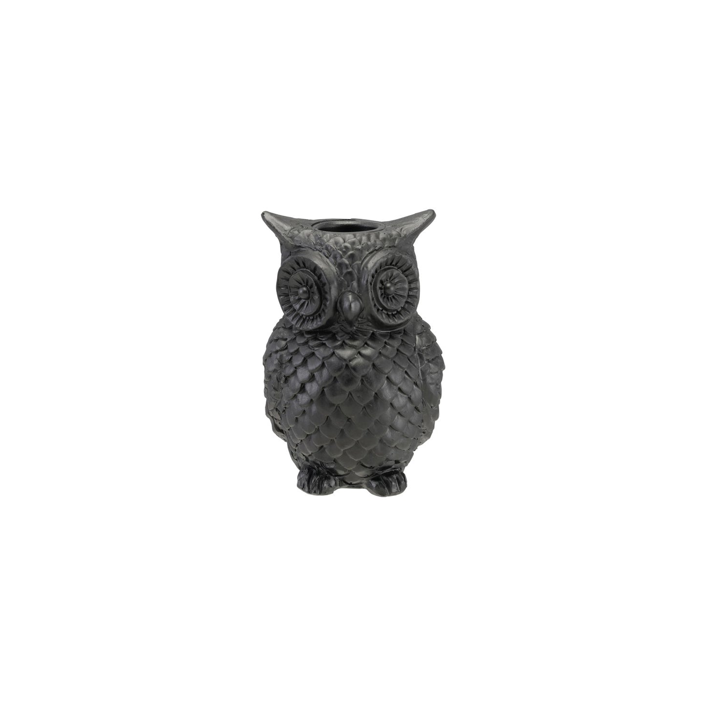 Resin Owl Shaped Taper Holder, Black