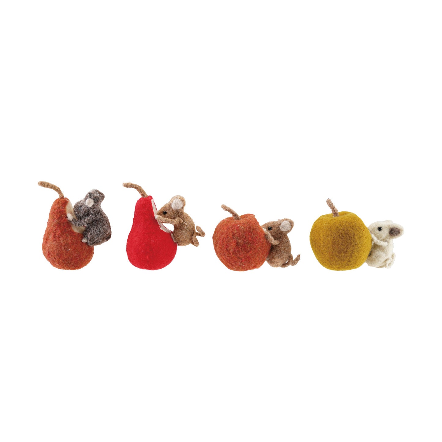 Wool Felt Mouse Eating Fruit