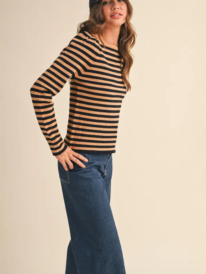 Striped Boat Neck Sweater