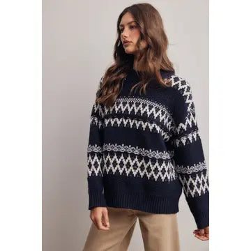Fair Isle Pattern Knit Sweater