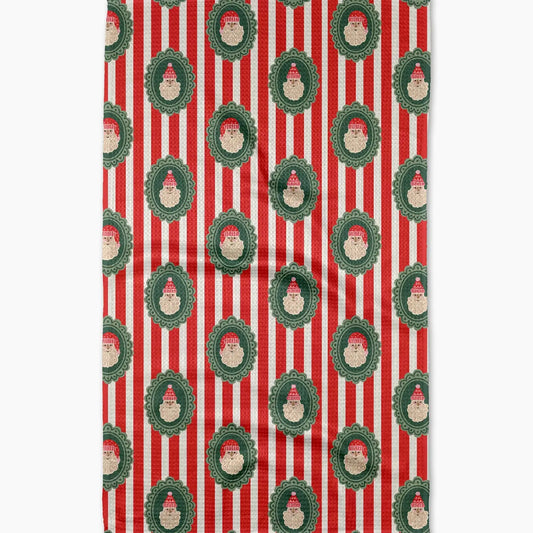 Striped Santa Geometry Tea Towel