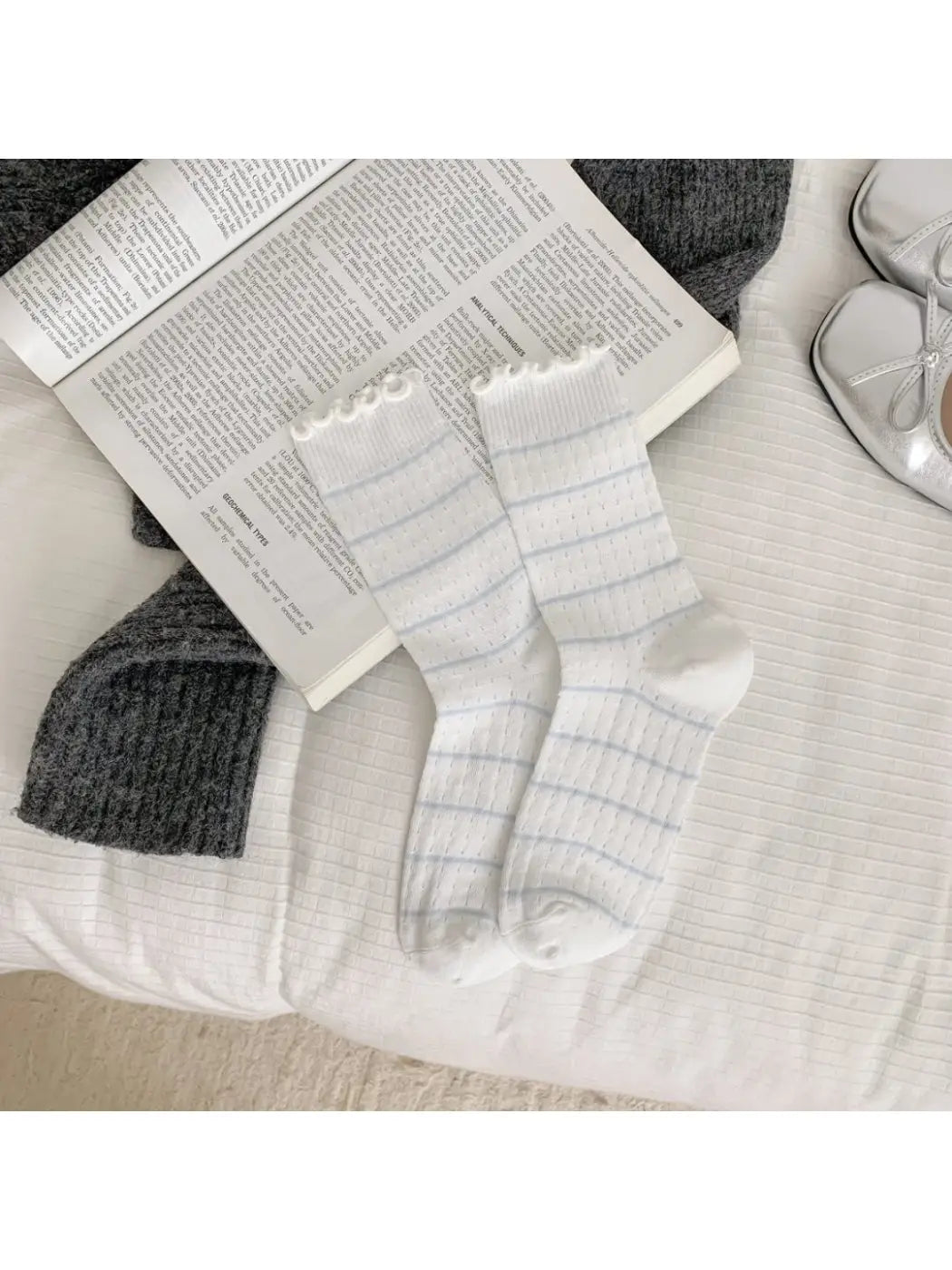 Ruffle Trim Striped Socks