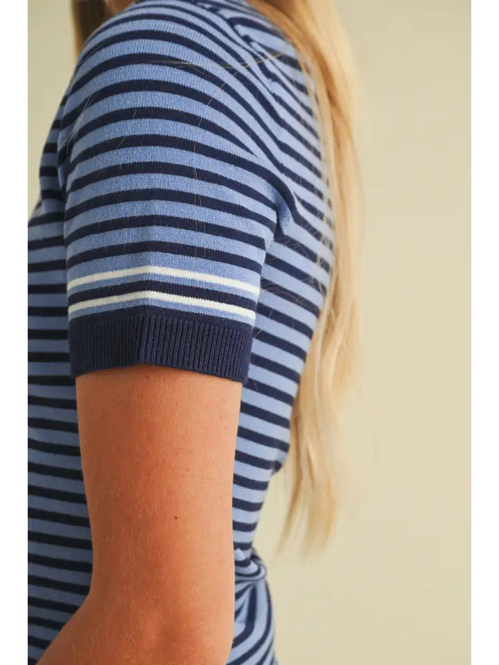 Round Neck Striped Sweater Top