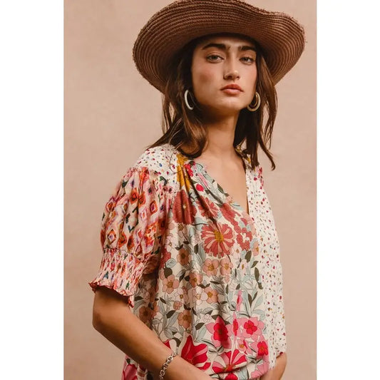 Mix Match Peasant Top