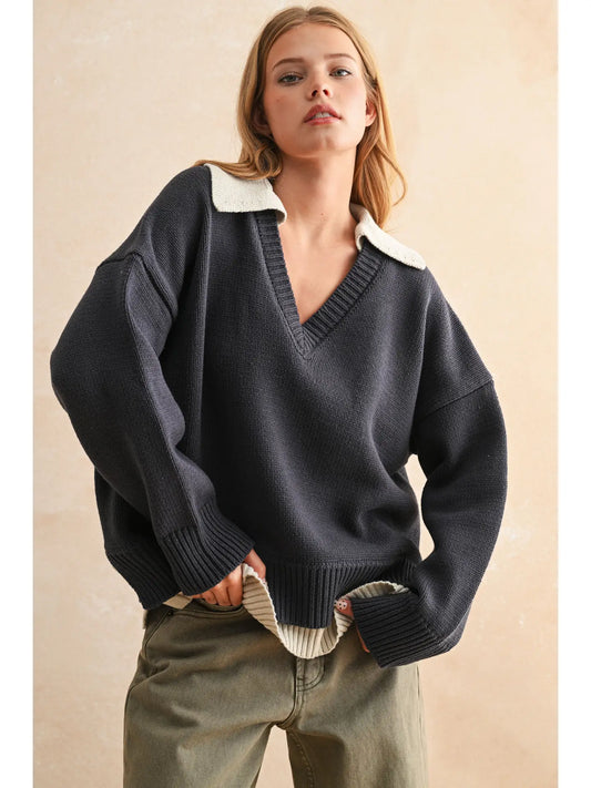 Color Combo Sweater Top